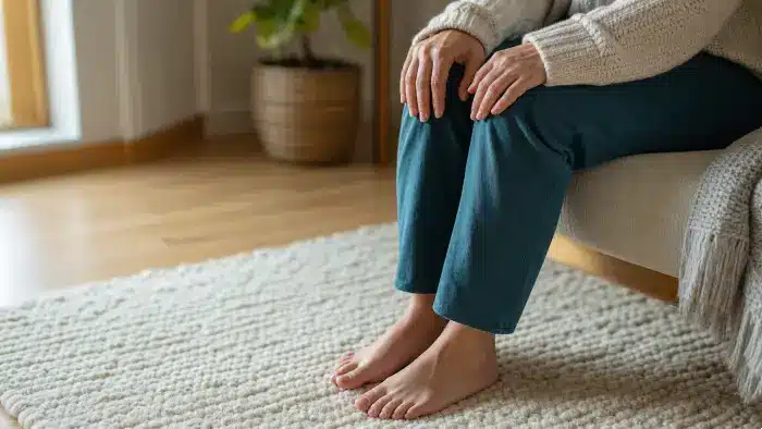 Mains posées calmement, geste simple pour retrouver une sensation de sécurité